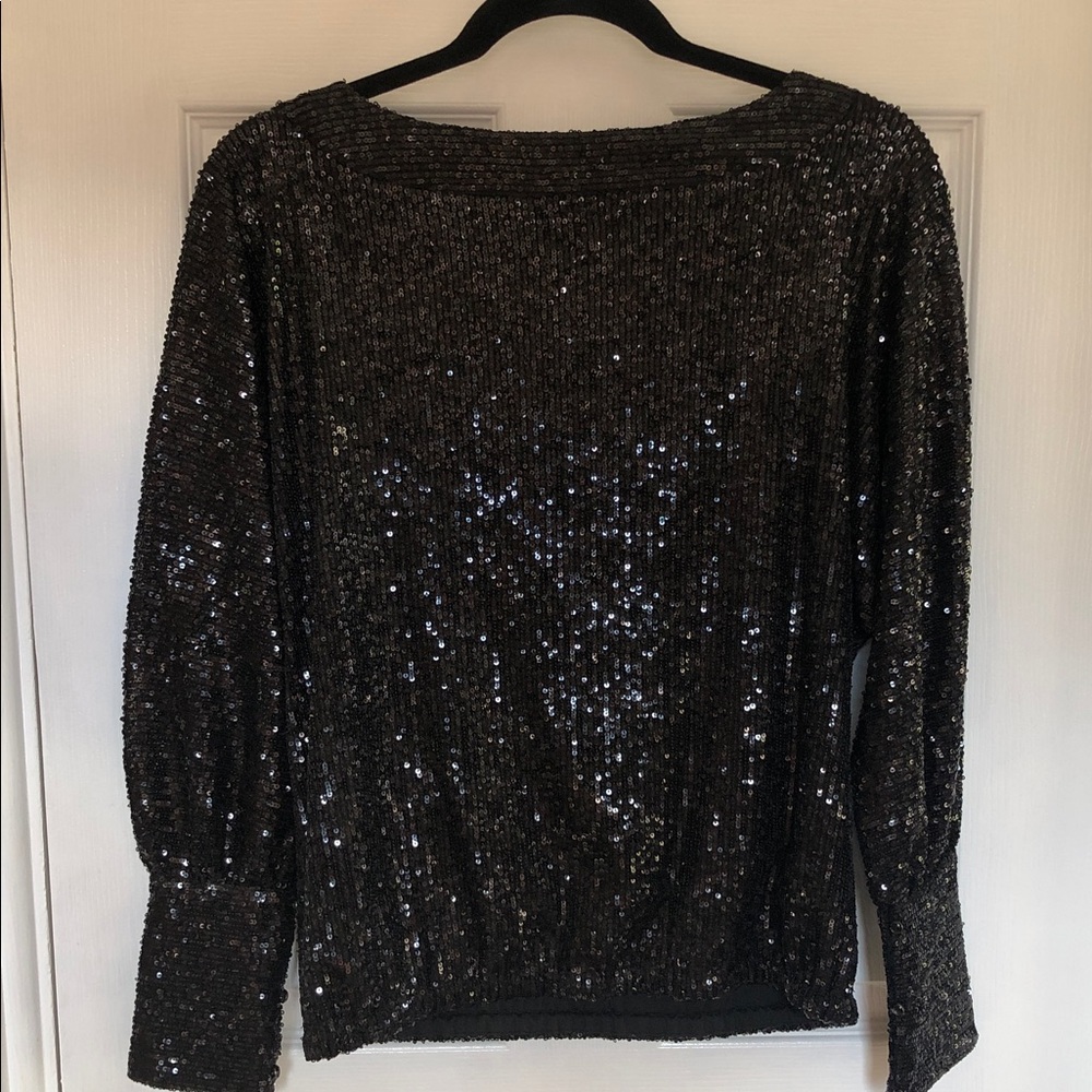TRINA TURK Sprite Black Sequin Blouse Size S - Picture 5 of 9